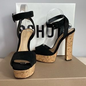 Schutz black suede Amatista platform sandals